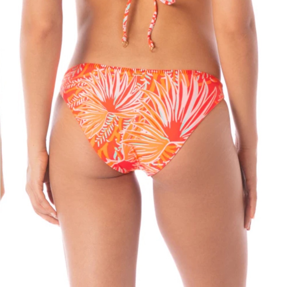 Maaji Coral Foliage Flirt Low Rise Thin Side Bikini Bottom. Reversible.